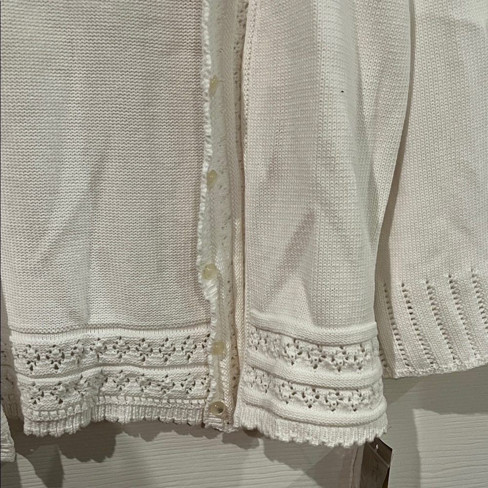 Notations Ivory Lace-Trim Cardigan - Picture 3 of 6